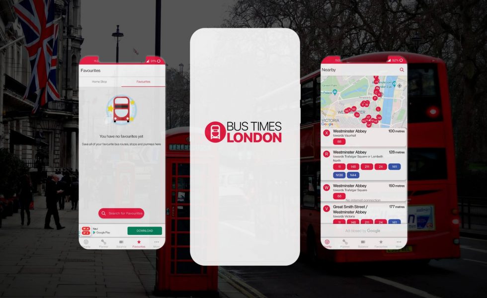 Bus time London app in mobile